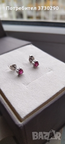 Златни обеци с естествени рубини 14к 