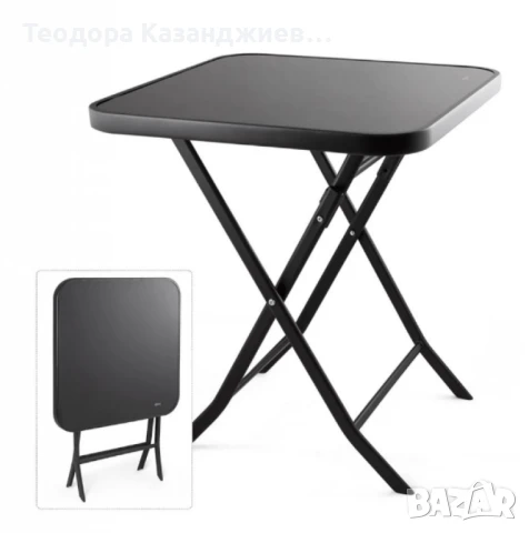 Сгъваема маса Muhler, със стъклен плот, снимка 2 - Градински мебели, декорация  - 50543126