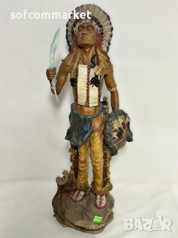 Декоративна статуетка на индиански вожд, снимка 2 - Декорация за дома - 53889952