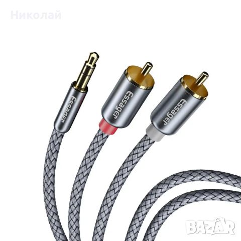 Аудио кабел Aux 3.5 към 2 RCA камбанки дължина 1 метрър , снимка 4 - Други - 45879213