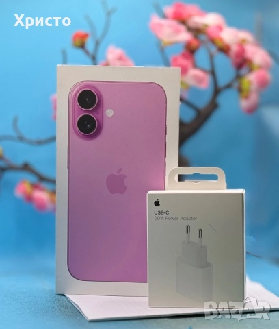 НОВ!!! Apple iPhone 16, 128GB, 5G, Pink + подарък оригинален адаптер Apple