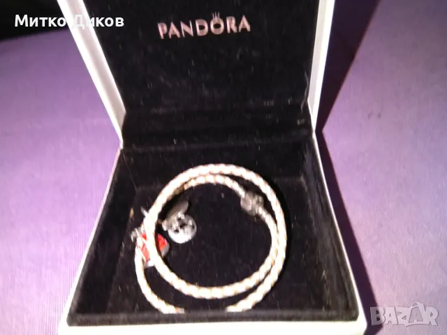 Пандора гривна нова сребро и естествена кожа 
