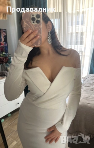 Дамска бяла елегантна рокля 