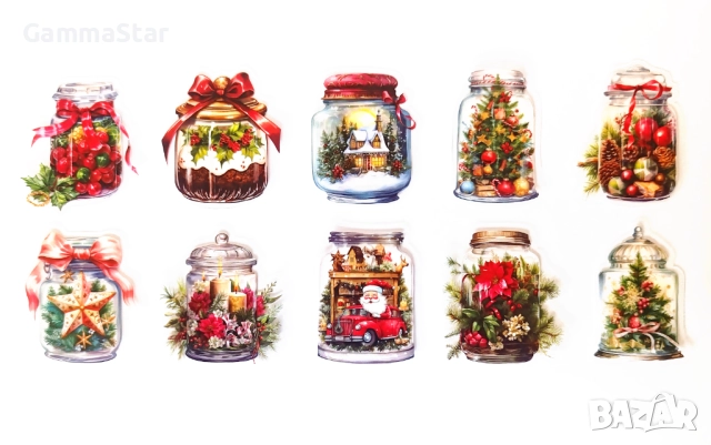 Комплект красиви коледни стикери - 50 бр., снимка 2 - Ученически пособия, канцеларски материали - 52432222