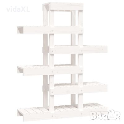 vidaXL Поставка за цветя, бяла, 85x25x109,5 см, бор масив（SKU:822088, снимка 1 - Други - 45948378