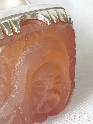 Сребърен пръстен с гема карнеол, снимка 3 - Пръстени - 53538271