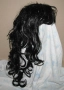 Перука от изкуствена коса 60 см черна на букли, отлична, снимка 3
