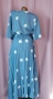 3XL Синя,дълга рокля солей на бели точки, снимка 7