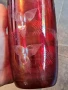 червена стъклена фасетирана ваза 26/3, снимка 2