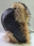 Дамска кожена шапка ушанка, лукс Енот -234, снимка 4