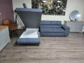Сив ъглов диван от плат с фунция сън и ракла, снимка 2