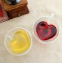 двустенна стъклена термо чаша във формата на сърце , снимка 1 - Чаши - 45929226