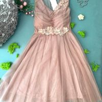Елегантна рокля с тюл и нежни цветя , снимка 4 - Рокли - 45540707