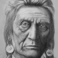 продавам портрет  индейца, снимка 1 - Картини - 45530074