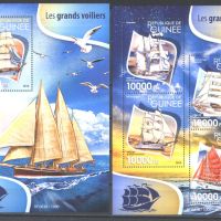 Чисти марки в малък лист и блок Кораби Платноходи 2015 от Гвинея , снимка 1 - Филателия - 45430181