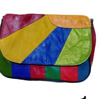 Многоцветна дамска кожена чанта за през рамо, снимка 4 - Чанти - 45838845