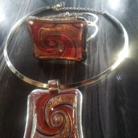 Колие и гривна венецианско стъкло , снимка 1 - Колиета, медальони, синджири - 45829454