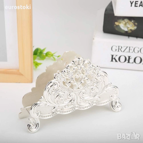 Поставка за салфетки за маса за хартиени салфетки, за ресторант, хотел, сребърна, снимка 1