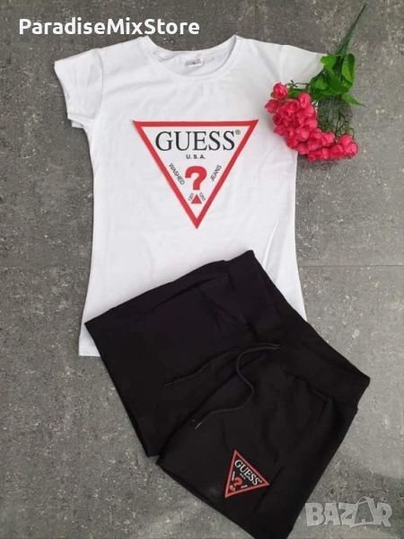 Дамски комплект guess бяло с черно, снимка 1