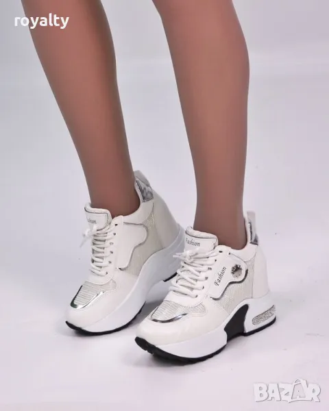 Кецове на платформа - бяла кожа, снимка 1