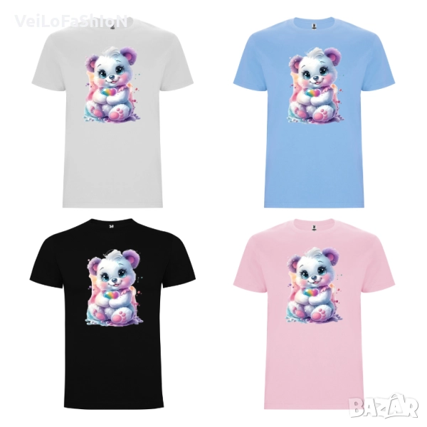 Нова сладка детска тениска с Мече със Сърце в четири цвята, снимка 1