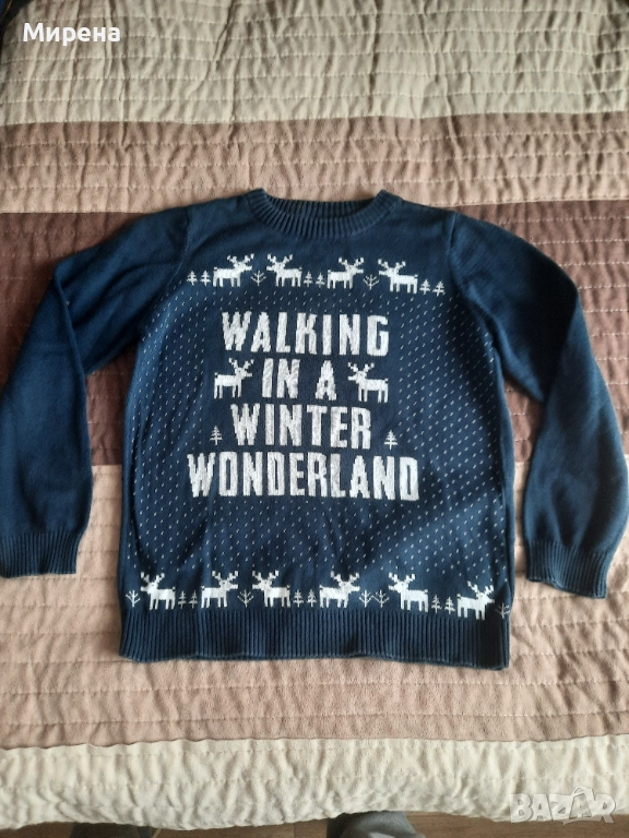 Памучен коледен пуловер за 6-7 годишно момче, без забележки, снимка 1