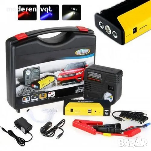 Комплект стартерно устройство High Power Jump starter за кола + компресор, снимка 1