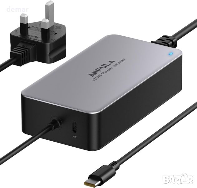 Захранващ адаптер - зарядно за лаптоп 100 W USB C, с 30 W USB C порт, за всички устройства с USB-C, снимка 1