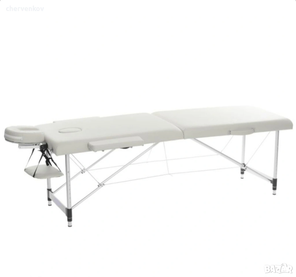 Двусекторна алуминиева козметична масажна кушетка -бял и черен цвят, снимка 1