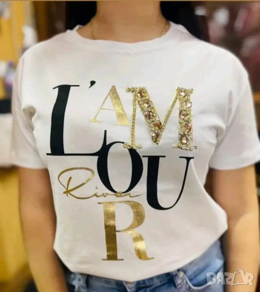 Дамска тениска с камъчета  , снимка 1