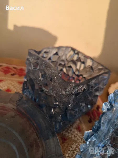 пепелник синьо стъкло ваза, снимка 1