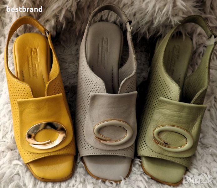 Дамски сандали на ток от естествена кожа в три цвята , код 759/90, снимка 1