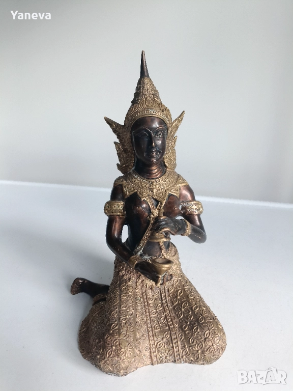 Бронзова, тайландска фигура на митично същество от будистката митология, храмов пазач, воин пазител, снимка 1