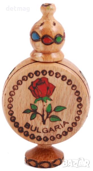 Сувенир традиционна дървена българска бъклица .9см С Фиолка розова есенция., снимка 1