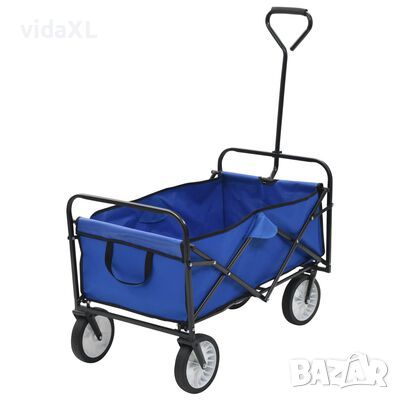 vidaXL Сгъваема ръчна количка, стомана, синя(SKU:143779, снимка 1