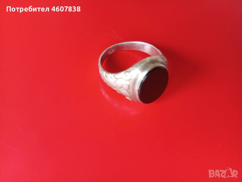 Сребърен пръстен с оникс, снимка 1