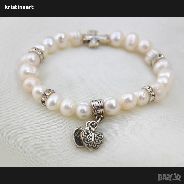Гривна *Символ* от естествени бели перли, снимка 1