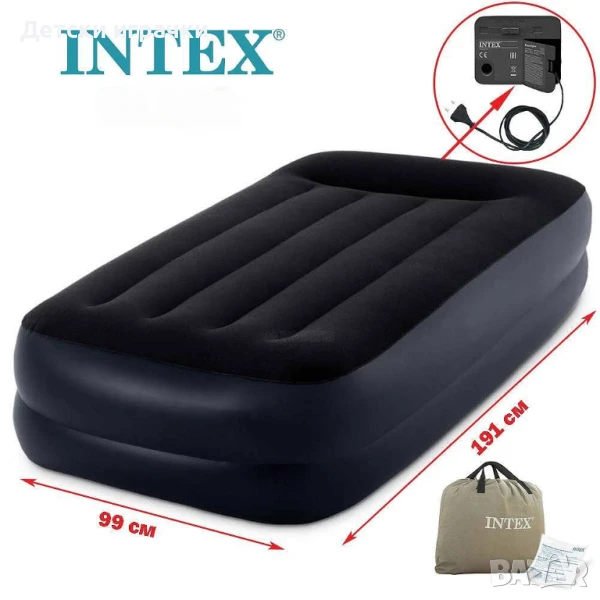 Надуваем матрак с помпа INTEX 99 х 191 х 42 см, Pillow Rest Raised, снимка 1