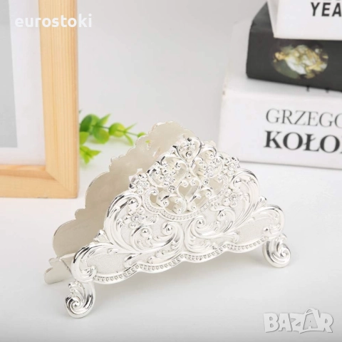 Поставка за салфетки за маса за хартиени салфетки, за ресторант, хотел, сребърна