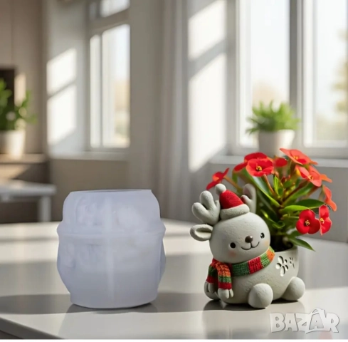 Молд кашпа коледен елен, снимка 6 - Форми - 51742124