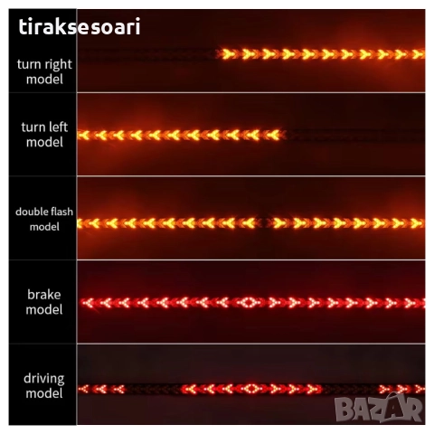 240 СМ LED лента за задна броня с 3 светлини - стоп, габарит и мигач, снимка 3 - Аксесоари и консумативи - 52822674