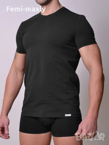 Мъжки памучни тениски с обло деколте в 5 цвята, снимка 2 - Бельо - 52128717