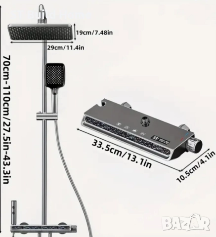 Луксозен Душ "Пиано Клавишна" с Атмосферна Светлина и Дигитален Дисплей, снимка 9 - Душове - 51570465