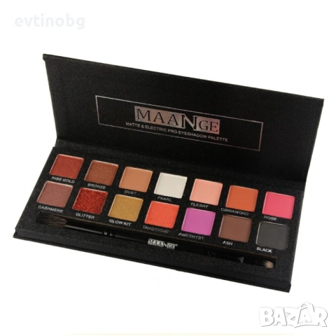 Палитра от 14 дълготрайни водоустойчиви цвята сенки за очи MAANGE HZS118, снимка 4 - Други - 54100120