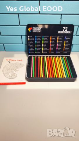 72 Моливи за оцветяване в метална кутия, снимка 3 - Други - 46455404