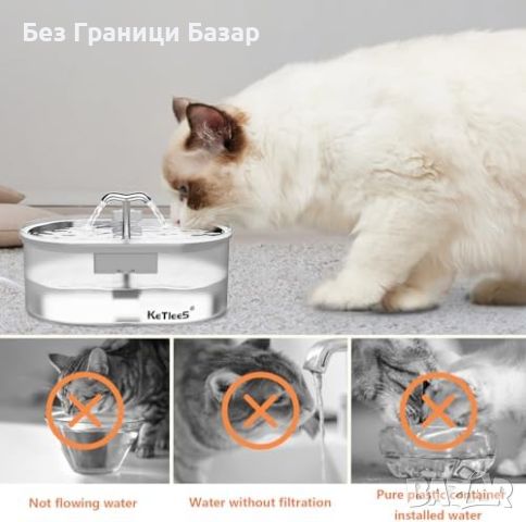 Нов автоматичен фонтан за котка голям 3,5L Дозатор за вода Много Тих, снимка 5 - За котки - 45463841