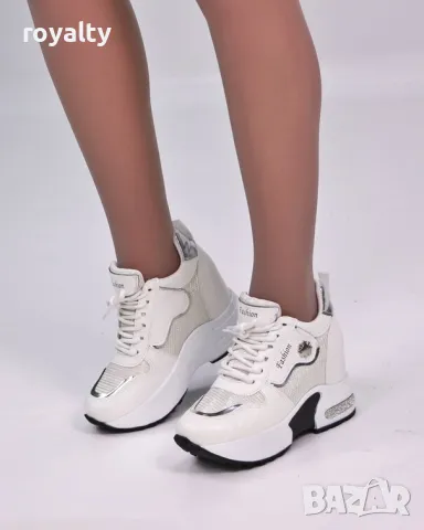 Кецове на платформа - бяла кожа