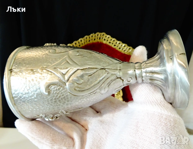 Калаен бокал,чаша за вино,роза,орнаменти Art Deco. , снимка 10 - Антикварни и старинни предмети - 53650285