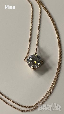 Колие с диамант - злато 14К / 1 carat, снимка 2 - Колиета, медальони, синджири - 45974147