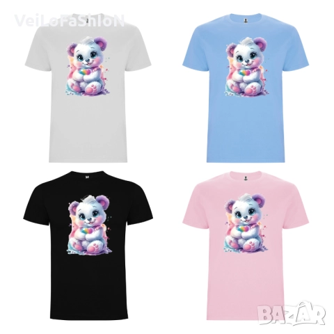 Нова сладка детска тениска с Мече със Сърце в четири цвята